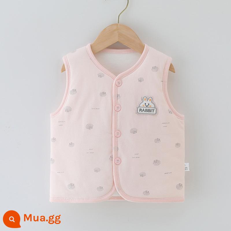 Áo Vest Cho Bé Mùa Thu Đông Mền Chần Gòn Trẻ Em Áo Vest Ấm Nguyên Chất Cotton Sơ Sinh Bé Pony Kẹp Áo Vest Nam Nữ - Thỏ hồng [chần bông]