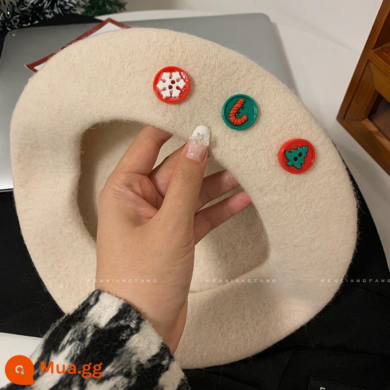 Red Christmas Beret. Cô gái nữ mùa thu và mùa đông phiên bản Hàn Quốc khuôn mặt nhỏ vẽ họa sĩ đẹp retro bản đồ retro - màu be giáng sinh