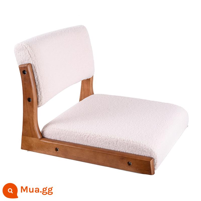 Ghế giường, ghế trải chiếu tatami, ghế tựa kiểu Nhật, cửa sổ lồi bằng gỗ nguyên khối, ghế sàn và ghế phòng, ghế không chân và không chân - Ghế gỗ óc chó [sherpa trắng]