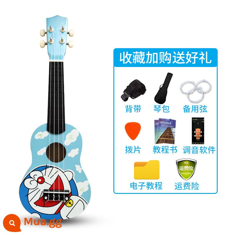 Đàn Ukulele cho trẻ em 21 inch hoạt hình nhỏ dễ thương Đàn Ukulele bé trai và bé gái người mới bắt đầu chơi đàn Ukulele - Đôrêmon xanh [21 inch]