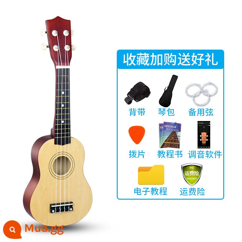 Đàn Ukulele cho trẻ em 21 inch hoạt hình nhỏ dễ thương Đàn Ukulele bé trai và bé gái người mới bắt đầu chơi đàn Ukulele - Màu gỗ 21 inch [bàn phím gỗ nâng cấp]