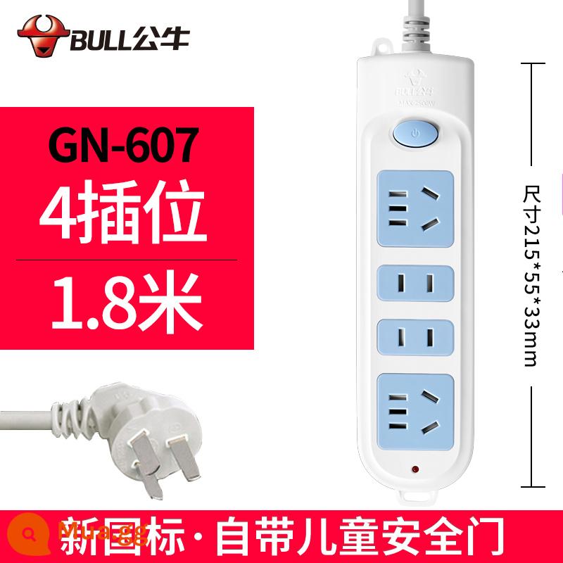 Bull bảng điều khiển ổ cắm hàng plug-in xốp hộ gia đình chính hãng đa chức năng kéo dài bảng dây kéo dài dòng điện với plug-in dòng - 4 phích cắm 1,8 mét 607