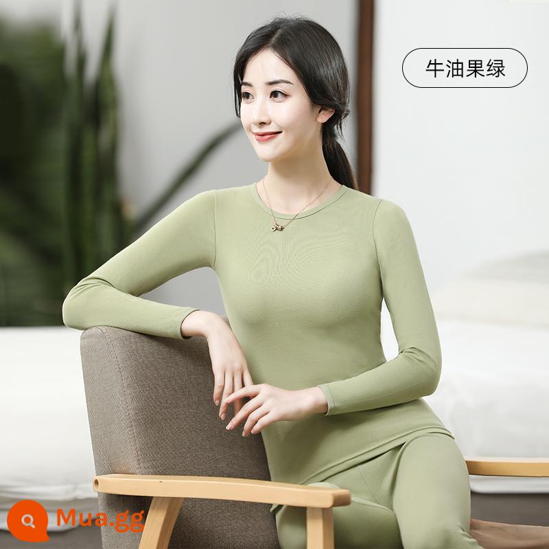 Nanjiren Quần Áo Thu Đông Và Quần Vệ Sinh Nữ Cotton Nguyên Chất Bộ Đồ Đáy Mỏng Áo Len Cotton Sinh Viên Cổ Tròn Làm Nóng Quần Áo - quả bơ xanh