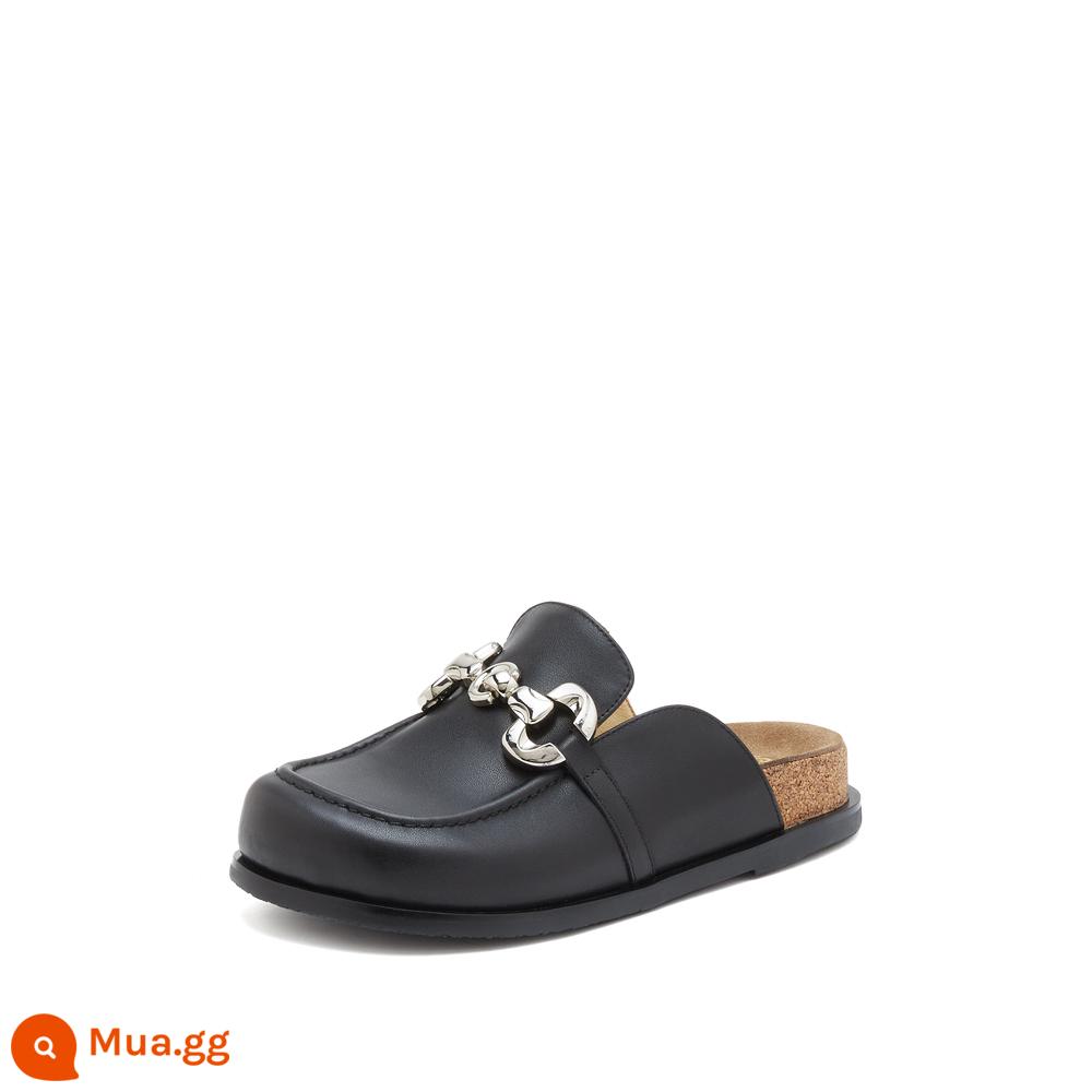 STACCATO2023 mùa xuân mới xấu xí giày dễ thương đế dày Bao Đầu kéo giày Birkenstock Muller kéo giày nữ S2262AH3 - đen