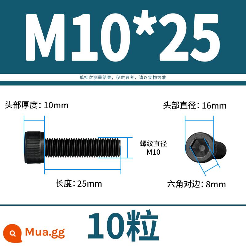 Vít lục giác bên trong bu lông cường độ cao 12.9 đầu cốc hình trụ đầu vít đầy đủ răng M3M4M5M6M8M10M12 - M10*25(10 viên