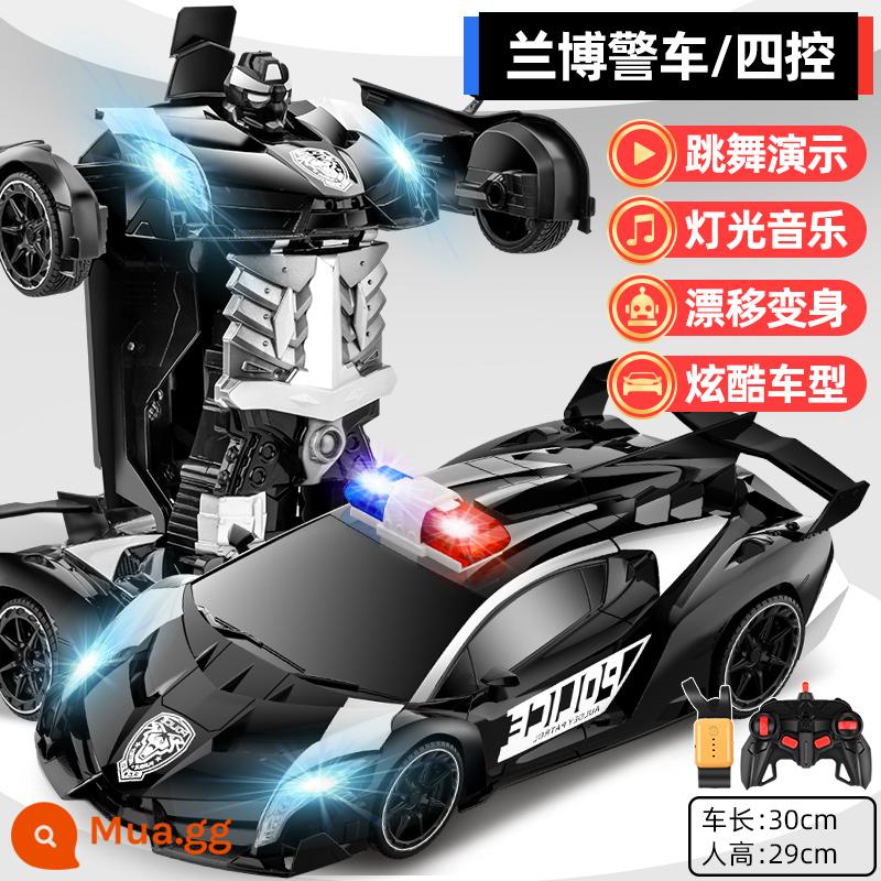 Đồ chơi biến hình cậu bé King Kong biến hình ô tô điều khiển từ xa trẻ em robot mech cậu bé biến hình big wasp chính hãng - Xe cảnh sát Rambo [1 điện ☆ bốn điều khiển] điều khiển bằng giọng nói/đồng hồ/tay cầm/biến dạng cử chỉ