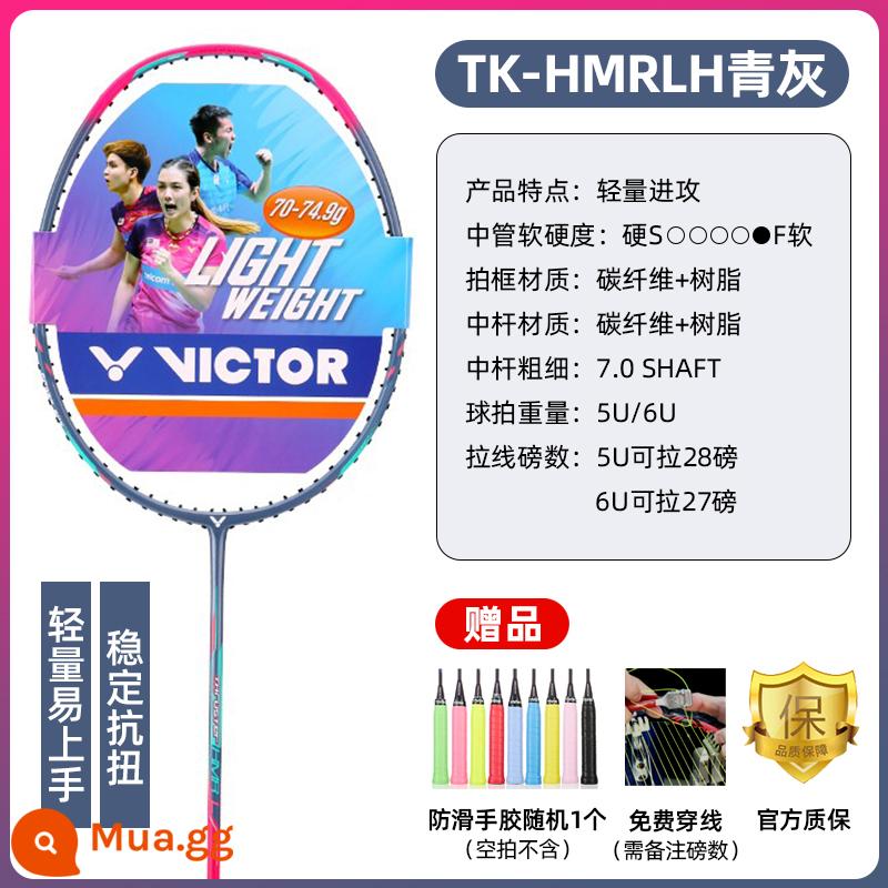 Vợt cầu lông Victor Victory TK full carbon 666 tấn công đơn búa nhỏ 6U siêu nhẹ L - Búa Nhỏ Tấn Công Ánh Sáng HMRL-H Xanh Xám 5U