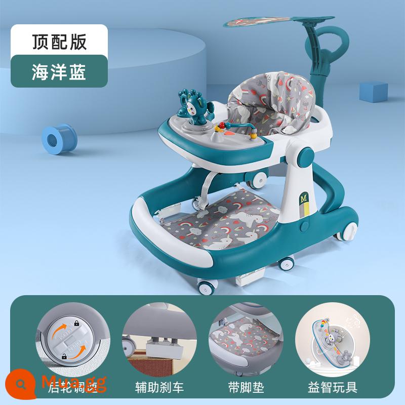 Xe tập đi chống o-leg xe đẩy ba trong một baby 2022 trẻ em tập đi đa năng 8 tháng - [Túi ghế ngồi nâng cấp có thể điều chỉnh 7 tốc độ] Ocean Blue - Top Edition - [Đĩa ăn tối + Đồ chơi âm nhạc + Thảm để chân + Tấm che nắng] + Tay đẩy có thời gian giới hạn