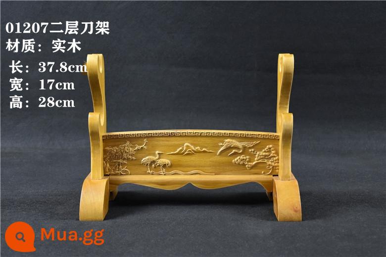 Kiếm gỗ Long Tuyền giá súng tua đỏ giá một lớp giá hai lớp ba lớp giá dao Đường kiếm samurai giá trưng bày quà tặng thủ công trang trí - 01207 Giá đỡ dao hai lớp bằng gỗ nguyên khối