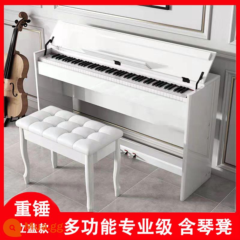 Đàn piano điện tử búa nặng 88 phím chuyên nghiệp dành cho người lớn hộ gia đình trẻ em mới bắt đầu nhập cảnh học sinh mẫu giáo thi chứng chỉ đàn piano điện tử - Cấp chuyên nghiệp - búa nặng - bìa dọc vân gỗ trắng + ghế đàn piano