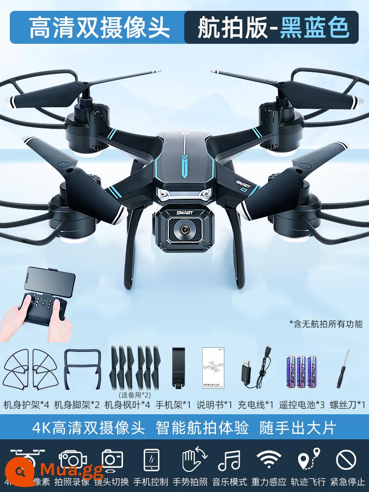 UAV trẻ em máy bay điều khiển từ xa học sinh tiểu học nhập cảnh HD chuyên nghiệp chụp ảnh trên không máy bay trực thăng đồ chơi cậu bé - Người mới bắt đầu* đen và xanh - Camera kép chụp ảnh trên không độ phân giải cao 4K [cố định độ cao thông minh + chế độ đào tạo cấp ba] camera kép độ phân giải cao