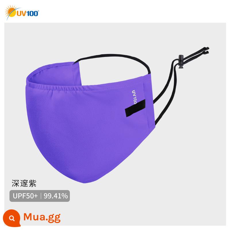 Khẩu trang chống nắng UV100 nam nữ mỏng mùa hè che nắng ngoài trời mặt lái xe khẩu trang chống tia UV 21344 - Màu tím đậm - Tỷ lệ phủ sóng 99,41%