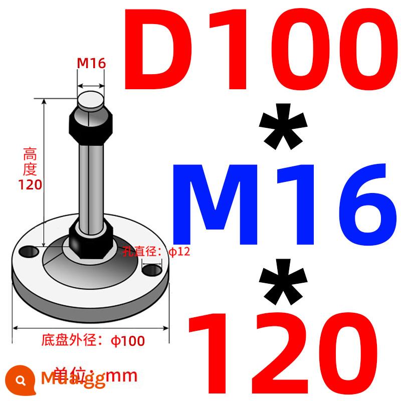 Nặng chân cốc thép carbon m16/m12/m20 máy đệm chân máy vít chân hỗ trợ điều chỉnh chân cố định chân - Khung xe màu xanh hoàng gia lỗ kép 100 ốc vít 16*120