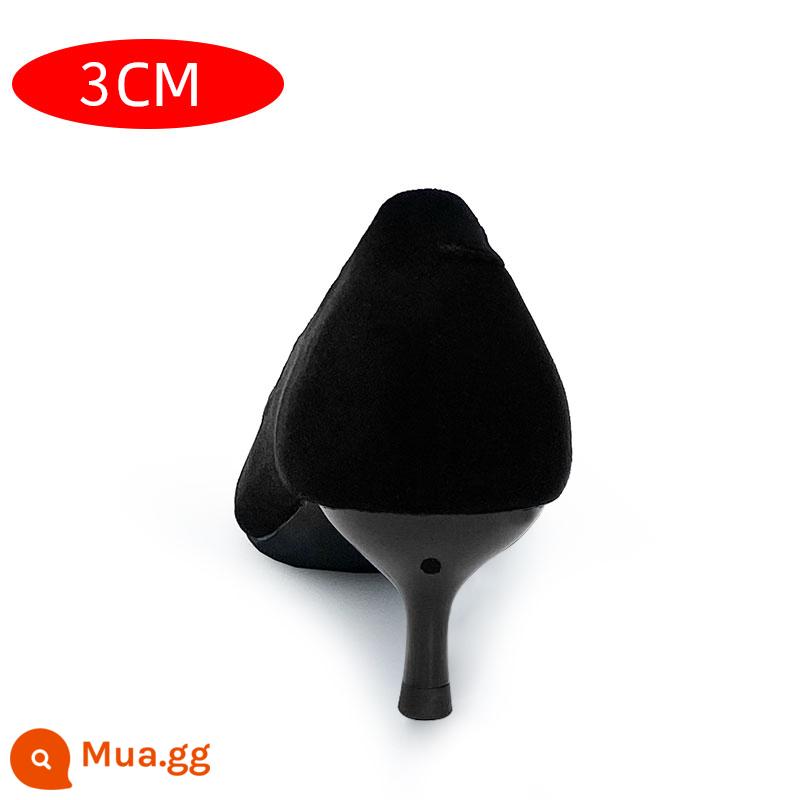 Giày cao gót màu đen 7cm dành cho nữ có gót nhọn, giày cao gót da lộn chuyên nghiệp đa năng 5cm, tất đen thanh lịch, cao cấp - Da lộn màu đen 3CM