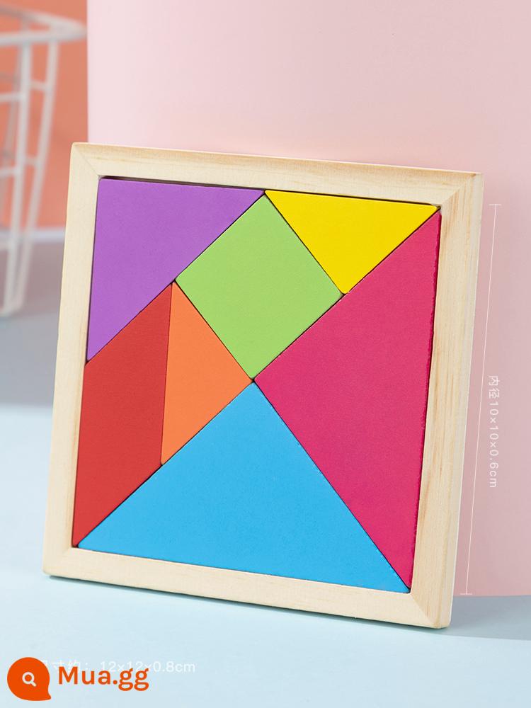 Trẻ Em Tangram Xếp Hình Đồ Chơi Xếp Hình Ba Chiều Khối Xây Dựng Xếp Hình Lắp Ráp Học Sinh Tiểu Học Bằng Gỗ - Tangram 12x12CM (gỗ thông) có hình vẽ