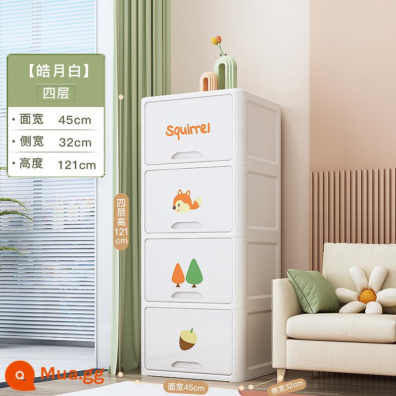 Jiapu Range Cabinet Phòng khách Định vị một tủ tường tủ đồ ăn nhẹ Tủ đồ ăn nhẹ MULTI -LAYER Hộp lưu trữ lớn - Sóc-4 lớp-trắng