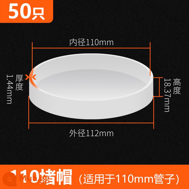 Nắp ống thoát nước PVC 50 phụ kiện bịt kín cắm 75 nắp đai ốc chặn cắm xuống ống ống nắp chặn 160 nắp chặn 110 - 110 nắp ống (gói 50)