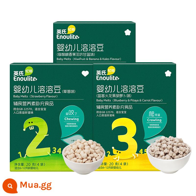 Sữa chua Anh trái cây đậu hòa tan snack đông khô dành cho trẻ em sữa đậu lối vào đậu hòa tan dễ bổ sung men vi sinh - [3 hộp] Đậu Rồng Rồng cho trẻ sơ sinh và trẻ nhỏ [Vị việt quất, thanh long và cà rốt + Kiwi, cải xoăn + dâu]