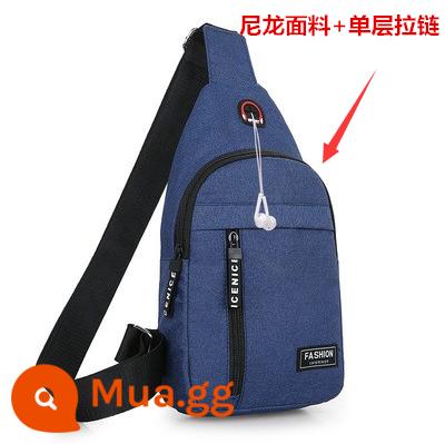 2023 Mới Hợp Thời Trang Nam Đeo Vai Túi Nam Ngoài Trời Ngực Ba Lô Casual Canvas Túi Đeo Vai Ngực Túi Nhỏ túi - 508-1 nylon một lớp màu xanh