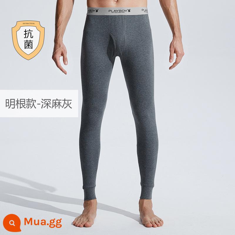 Quần Vệ Sinh Playboy Nam Cotton Mỏng Đáy Bên Trong Quần Len Quần Size Lớn Mùa Đông Ấm Áp Quần - 100% cotton kháng khuẩn [Minggen★1 dải] màu xám đậm