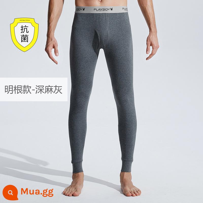 Quần Vệ Sinh Playboy Nam Cotton Mỏng Nỉ Quần Đáy Ấm Quần Len Cotton Size Lớn Mùa Xuân, Hạ Thu Đông - [Kháng khuẩn Minggen★Gói đơn] Cây gai dầu màu xám đậm