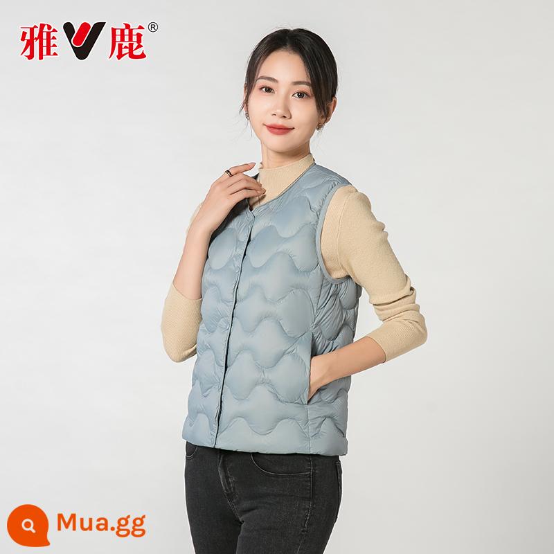 Áp Lục 2023 Mới Xuống Áo Vest Nữ Nhẹ Ngắn Vịt Trắng Xuống Lót Áo Ấm Áo Bên Trong Áo Sơ Mi Áo Khoác Ngoài - nguyệt quế xanh