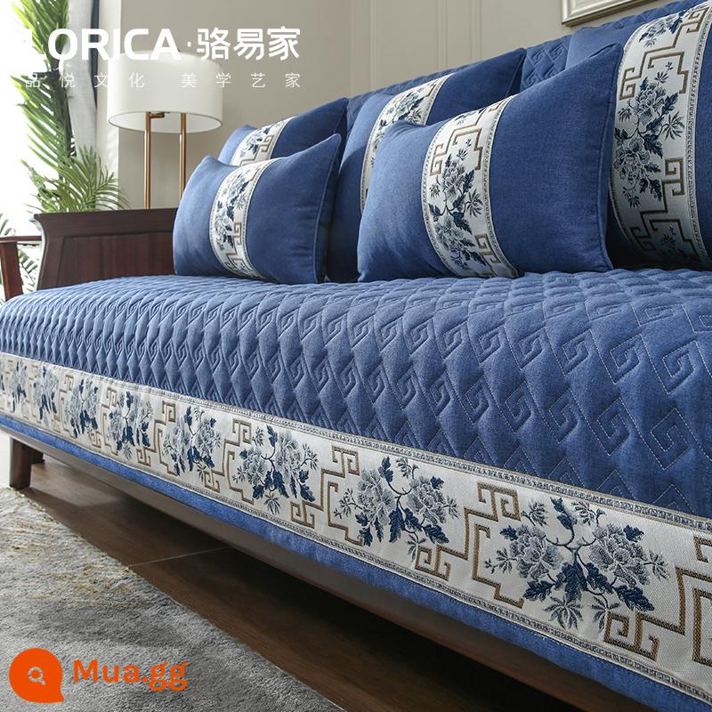 Trung Quốc Mới Sofa Đệm Bốn Mùa Đa Năng Năm Mới Lễ Hội Trung Quốc Đệm Cưới Bao Mùa Đông Đỏ Đệm Gỗ - Vẻ đẹp đất nước - màu xanh Tây Tạng