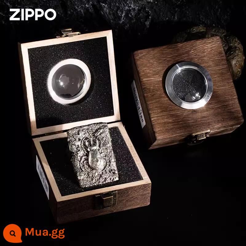 Bật lửa zippo chính hãng chính hãng nam chính hãng thông minh dũng cảm nhiên liệu chống gió bộ sưu tập cá tính quà tặng - Rich World-Silver [Máy ​​đơn không dầu]