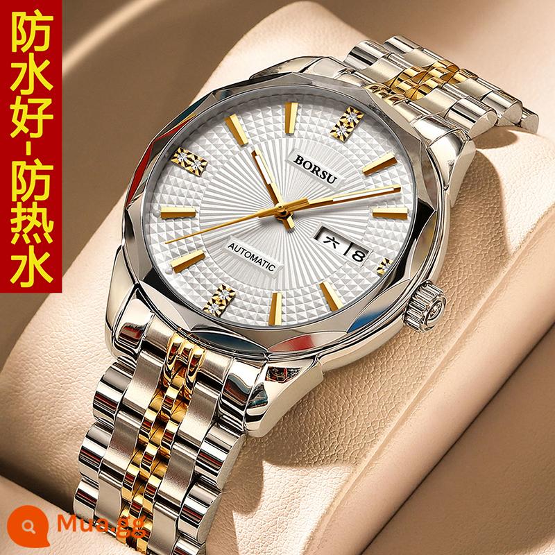 Đồng hồ cơ tự động chính hãng Nhật Bản Đồng hồ Seiko nam chống nước nóng nhập khẩu đồng hồ lặn nam thời trang đồng hồ nam - Phong cách một màu vàng và trắng