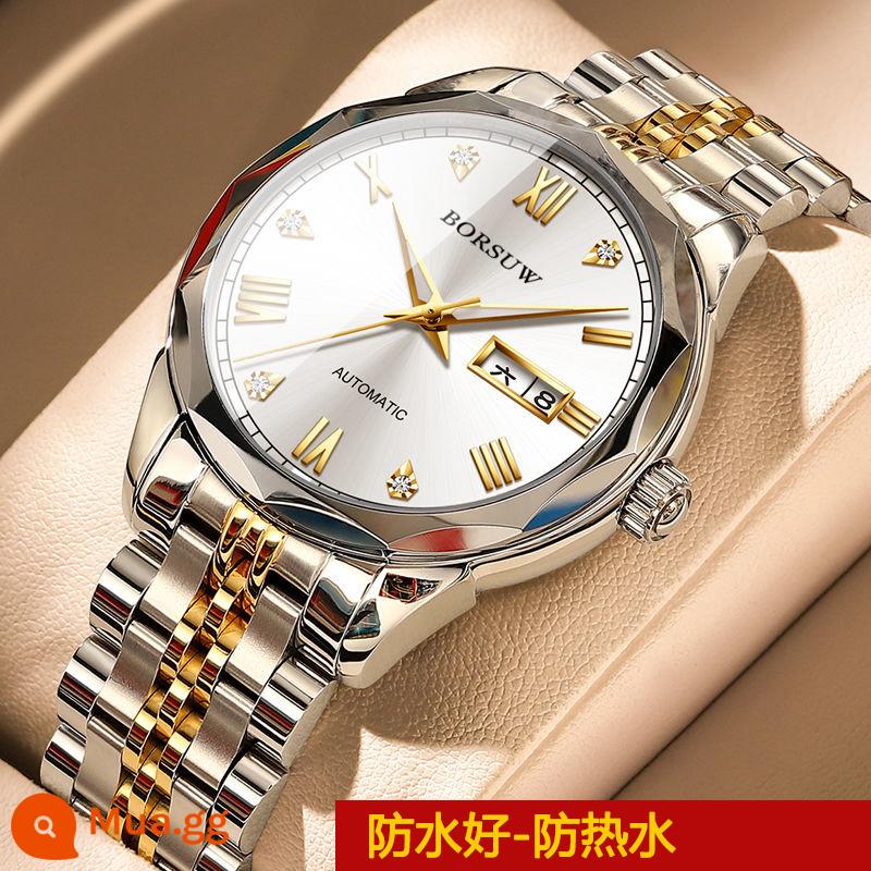 Đồng hồ cơ tự động chính hãng Nhật Bản Đồng hồ Seiko nam chống nước nóng nhập khẩu đồng hồ lặn nam thời trang đồng hồ nam - Kiểu dáng hai màu vàng và trắng