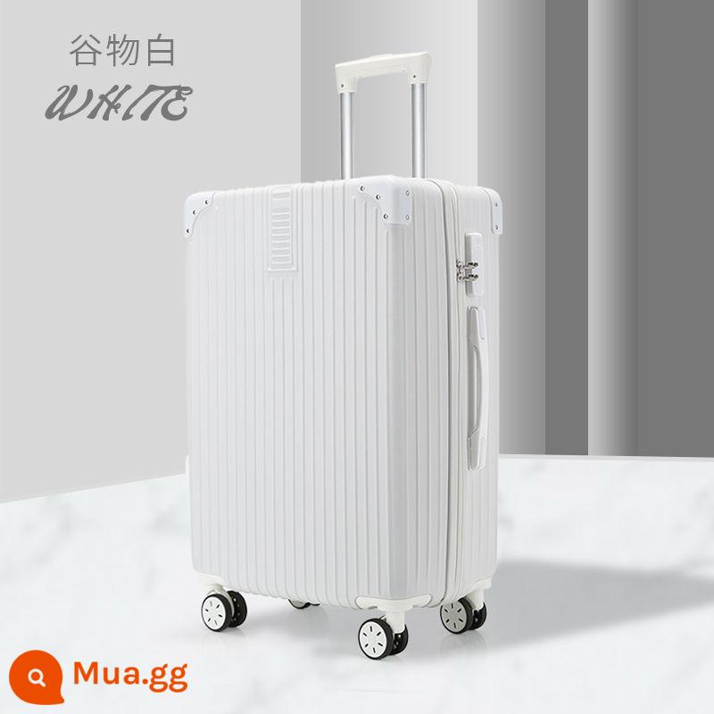 Vali nữ lưới đỏ ins mới hợp thời trang xe đẩy mẹ nam 24 inch 26 inch cánh đứng vali da dung tích lớn - Mẫu retro màu trắng ngà (ngăn lót)