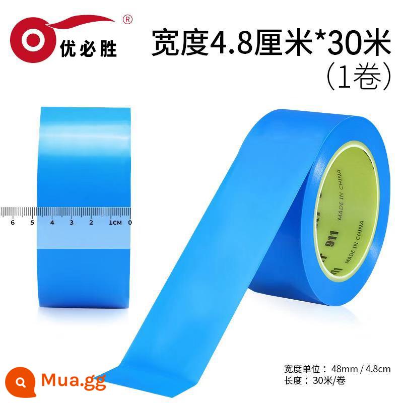 MKT911 băng sàn PVC màu đen và màu vàng ngựa vằn cảnh báo cách ly nhãn dán mốc đánh dấu mặt đất đường băng định vị 5s khu vực phân chia pcv nhãn dán hội thảo không bụi băng cảnh báo sàn 30 mét - Xanh da trời 48MM * 30M