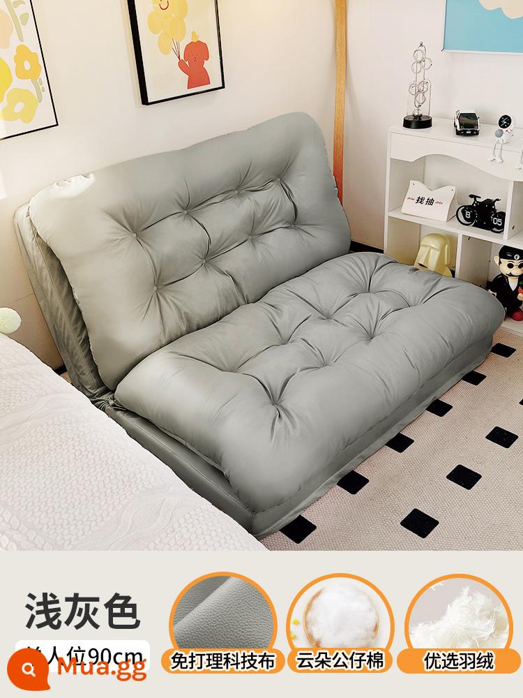 Sofa lười có thể nằm và ngủ đệm chiếu tatami ban công phòng ngủ ký túc xá gấp đôi sofa giường đơn lưới đỏ - Màu xám nhạt [120*260 cực lớn] lông tơ + bông búp bê