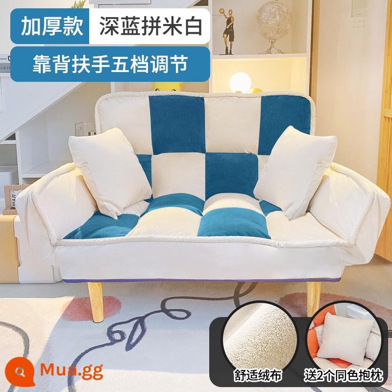 Căn hộ nhỏ ghế sofa lười phòng ngủ đôi lưới màu đỏ ghế sofa trải chiếu tatami giải trí có thể nằm xuống và ngủ cho thuê phòng ghế sofa nhỏ - Mẫu kẻ sọc [xanh đậm và trắng nhạt]--mẫu dày