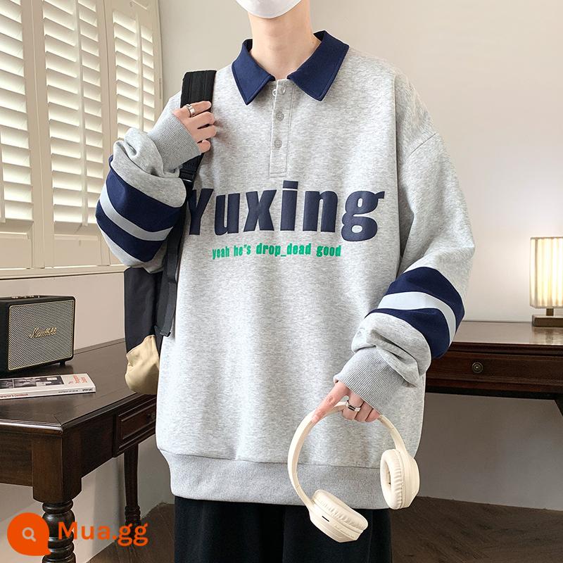 Xuân Thu dài tay cotton dày dặn Bé trai 12 tuổi 13 học sinh THCS 14 áo POLO đẹp 15 áo nam trẻ em lớn hơn - 167 màu xám (áo đơn) xuân thu đảm bảo chất lượng