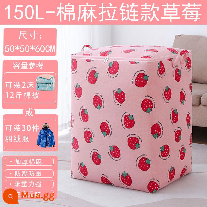 Túi nén cotton và vải lanh công suất lớn ký túc xá sinh viên đặc biệt lưu trữ chăn quần áo hoàn thiện hiện vật di chuyển túi đóng gói - Big Mac nâng cấp dâu tây 150L [50*50*60CM]