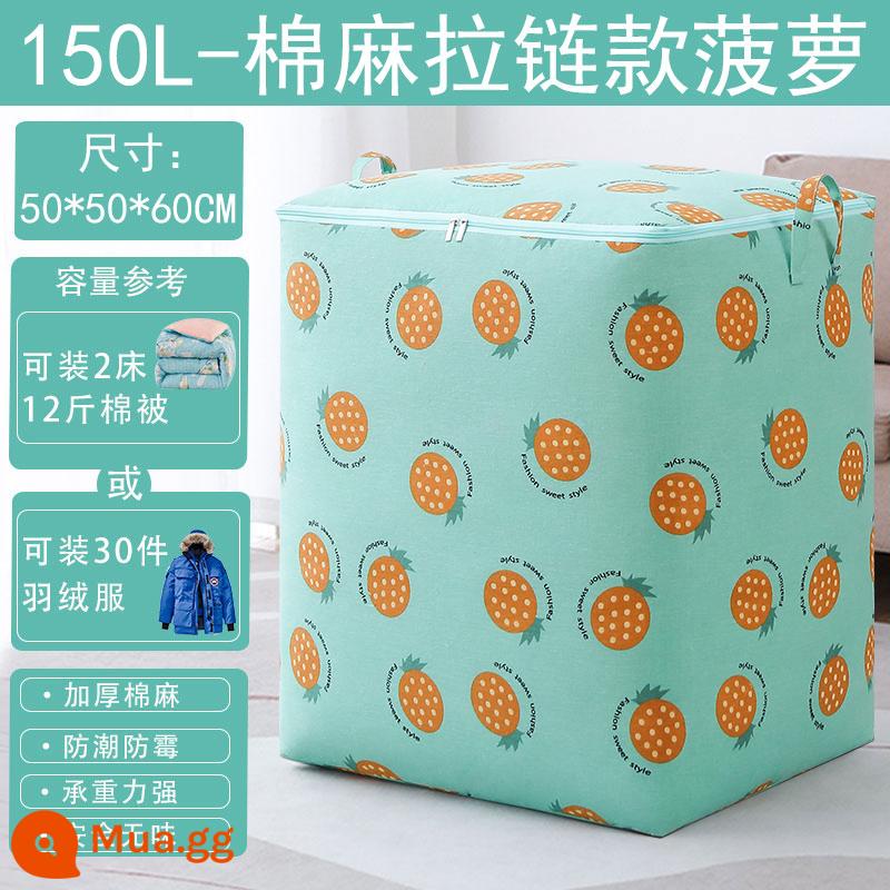 Túi nén cotton và vải lanh công suất lớn ký túc xá sinh viên đặc biệt lưu trữ chăn quần áo hoàn thiện hiện vật di chuyển túi đóng gói - Big Mac nâng cấp dứa 150L [50*50*60CM]