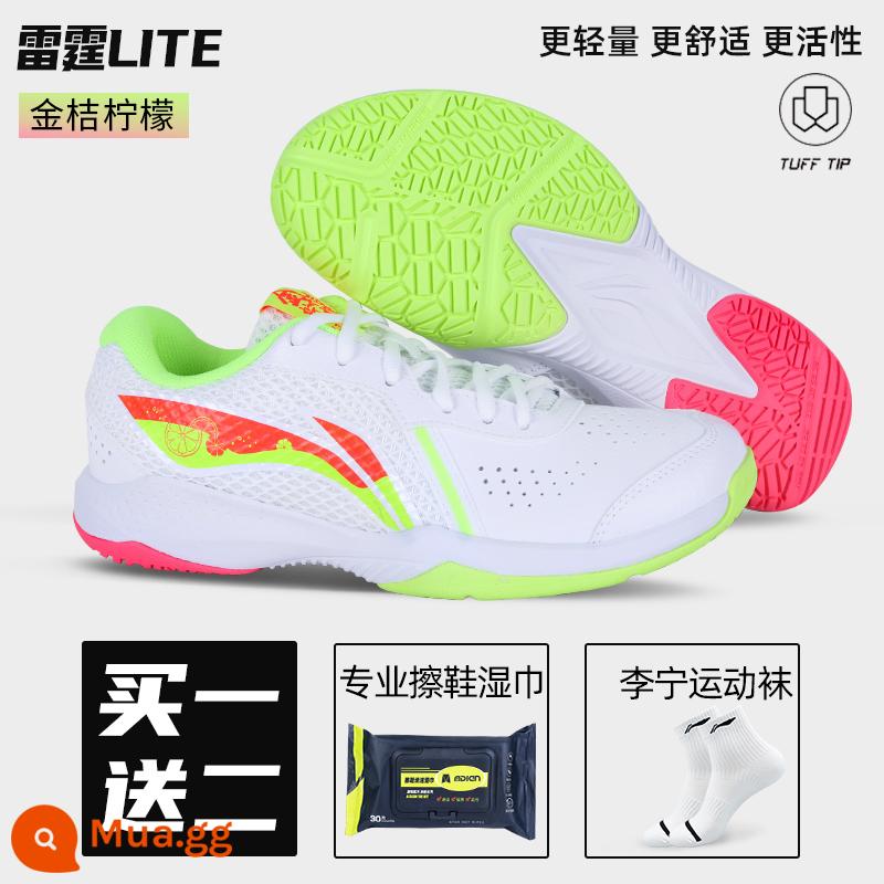 Giày bóng bàn Li Ning dành cho nữ, chống trơn trượt, thoáng khí, huấn luyện chuyên nghiệp cho nam, giày thể thao mắt đại bàng dành cho trẻ em thi đấu - [Quất quất] Trắng tiêu chuẩn (Tất thể thao + Khăn lau giày + Bảo hiểm vận chuyển)