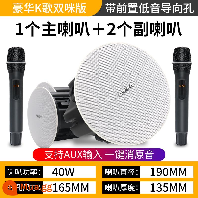 Xianke Giọng nói thông minh không dây Bluetooth Trần phát sóng âm thanh Loa trần treo Loa trần Nhúng trong nhà Nhà thương mại Phòng khách đặc biệt Xung quanh trung tâm mua sắm Nền cửa hàng Phòng ăn âm nhạc - [Phiên bản micro đơn và đôi karaoke cao cấp] Loa chính riêng biệt + 2 loa phụ