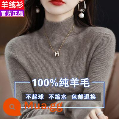 Ordos 100 nguyên chất len áo len nữ mùa thu đông mới nửa áo len cao cổ rời cashmere đồng màu đáy dày - Con lạc đà