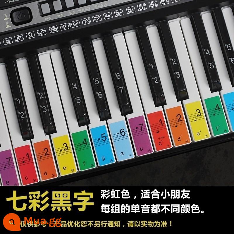 Bàn phím phổ 36 phím dán phổ đơn giản dán tường đàn piano điện tử sơ cấp 61 phím 54 phím hỗ trợ các bạn gái tập đàn piano điện tử - 88 phím 61 phím ký tự màu đen đầy màu sắc [nhãn dán phím đen miễn phí]