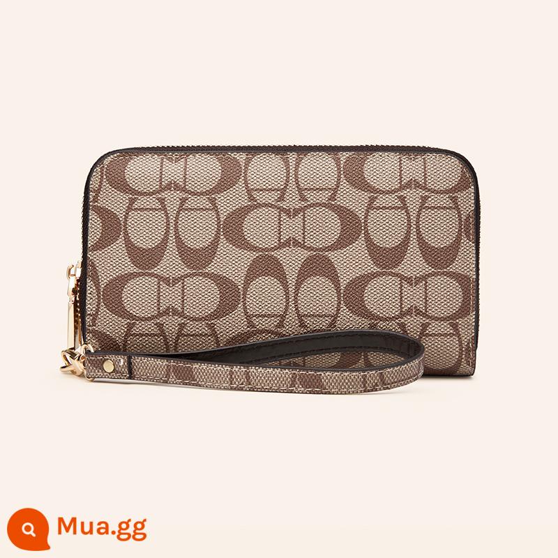 Ví nữ thời trang mới 2021 phiên bản dài Clutch nữ 2 lớp dung tích lớn đựng được điện thoại túi xách kẹp da thủy triều - Kaki mẫu chữ C - dây kéo đôi