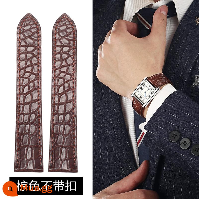 Áp dụng cho Cartier Belt Crocodile Leather Leather Da gốc Tây Tạng Tây Tạng - nâu không khuy