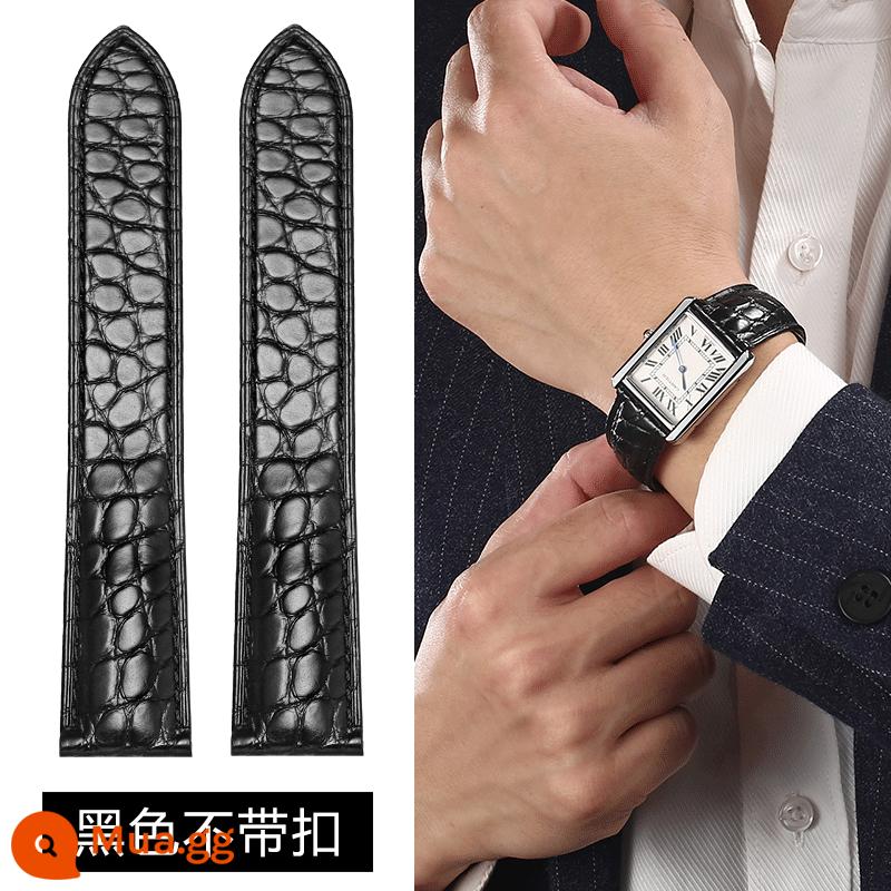 Áp dụng cho Cartier Belt Crocodile Leather Leather Da gốc Tây Tạng Tây Tạng - đen không nút