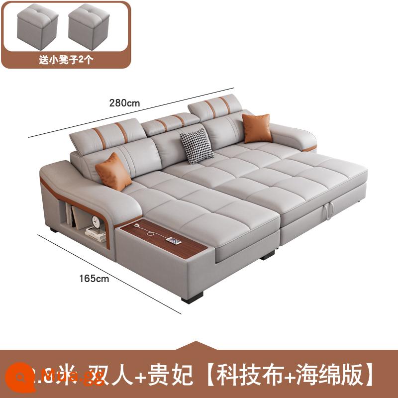 2023 Mới Mèo Xước Vải Đôi Thẳng Sofa Giường Có Thể Gập Lại Đa Năng Lưu Trữ 3 Người căn Hộ Nhỏ Phòng Khách - 2,8 mét đôi + phi tần [vải kỹ thuật + phiên bản xốp]