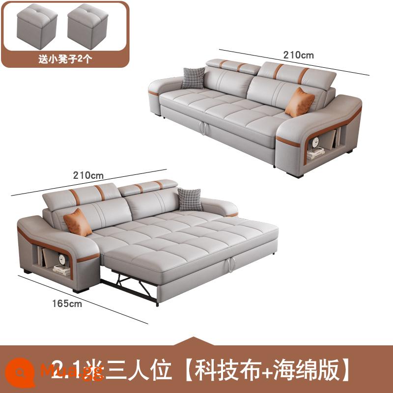 2023 Mới Mèo Xước Vải Đôi Thẳng Sofa Giường Có Thể Gập Lại Đa Năng Lưu Trữ 3 Người căn Hộ Nhỏ Phòng Khách - Xe ba chỗ 2,1m [Vải kỹ thuật + phiên bản xốp]