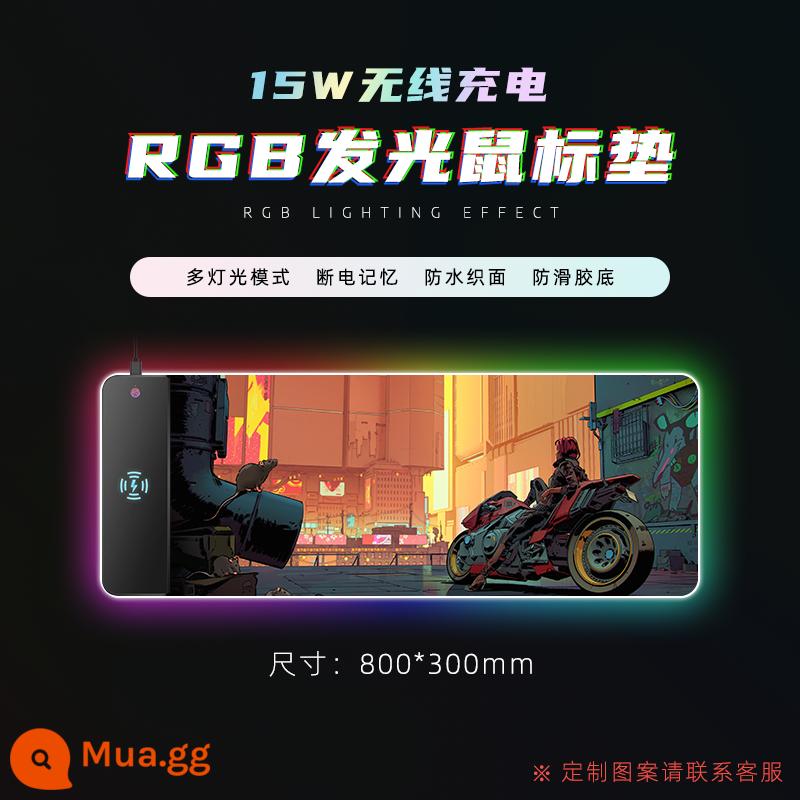 Tùy chỉnh RGB Ánh sáng -eming Pad Pad không dây Chuột Pad Game E -Sports Vải chống thấm đầy màu sắc - Ra mắt sản phẩm mới sạc không dây RGB Luminous-Cyberpunk