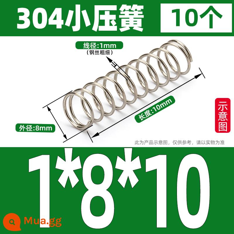 Thép không gỉ 304 lò xo nhỏ lò xo giảm xóc lò xo nén lò xo mềm trở lại lỗ lò xo áp lực tùy chỉnh 1/1.2/1.5 - 1*8*10 (10 cái)