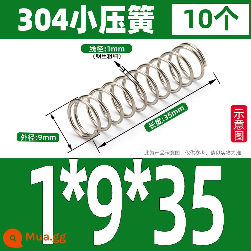 Thép không gỉ 304 lò xo nhỏ lò xo giảm xóc lò xo nén lò xo mềm trở lại lỗ lò xo áp lực tùy chỉnh 1/1.2/1.5 - 1*9*35 (10 cái)