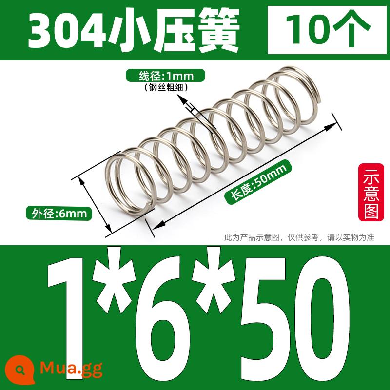 Thép không gỉ 304 lò xo nhỏ lò xo giảm xóc lò xo nén lò xo mềm trở lại lỗ lò xo áp lực tùy chỉnh 1/1.2/1.5 - 1*6*50 (10 cái)